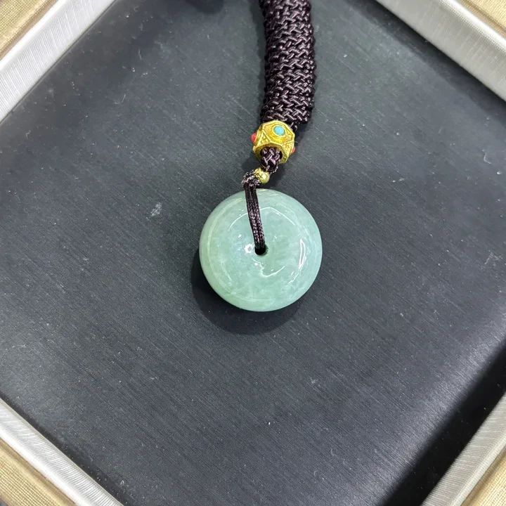 翡翠A货浅色平安扣面包圈吊坠 （拍一个发一个多样性发货）-582139