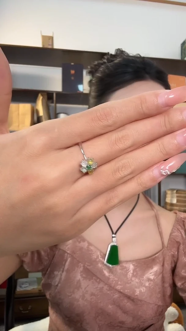 银S925镶嵌戒指翡翠戒指