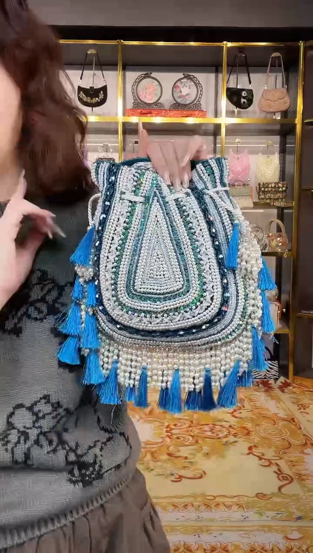 织物珠韵恒泽重工串珠手提包