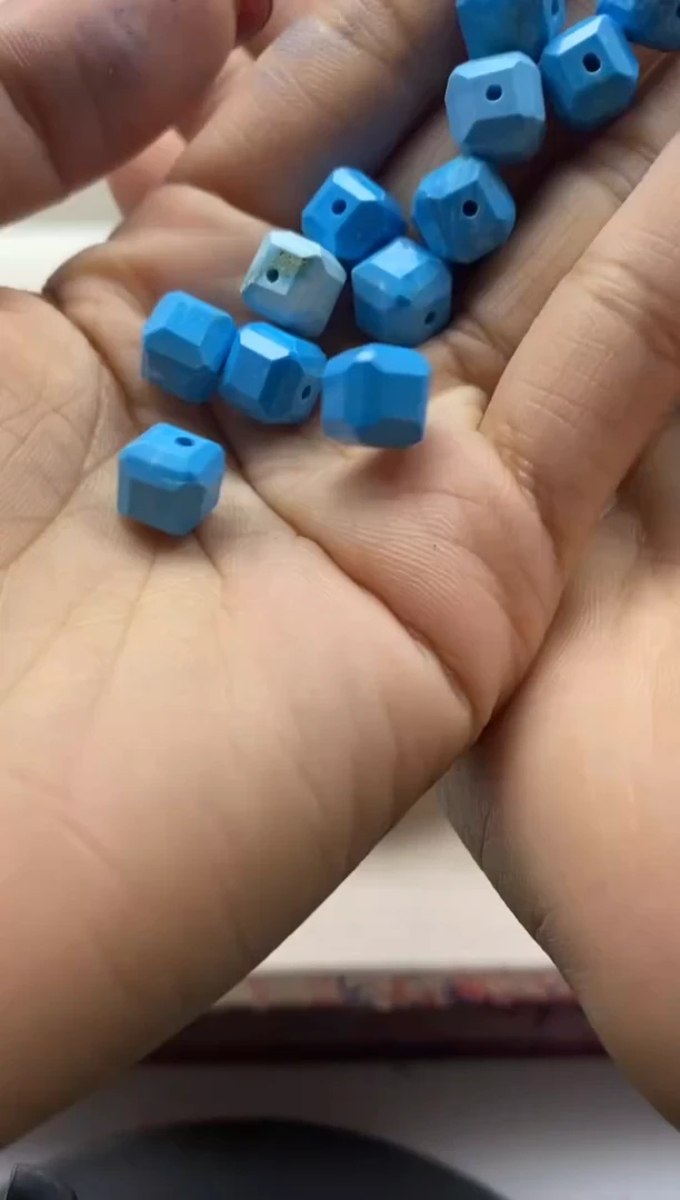 【闪购商品】玛瑙/玉髓颈饰未镶嵌w2206高瓷蓝松方糖方块9mm*10颗