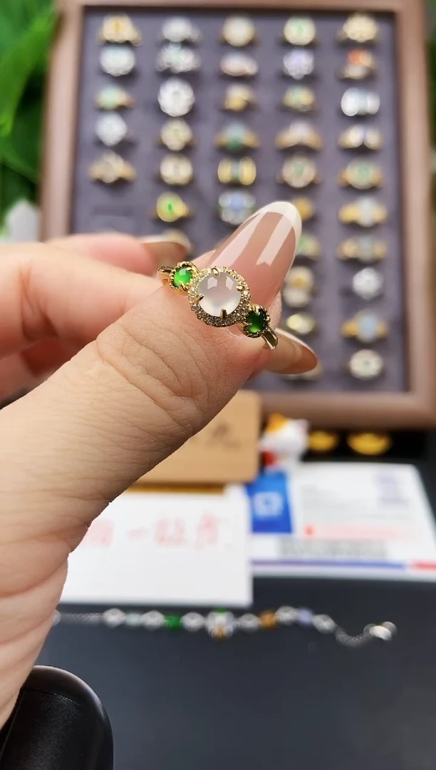 银S925镶嵌戒指翡翠12
