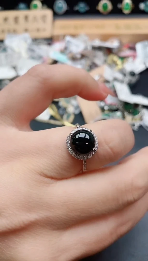 银S925镶嵌戒指翡翠1