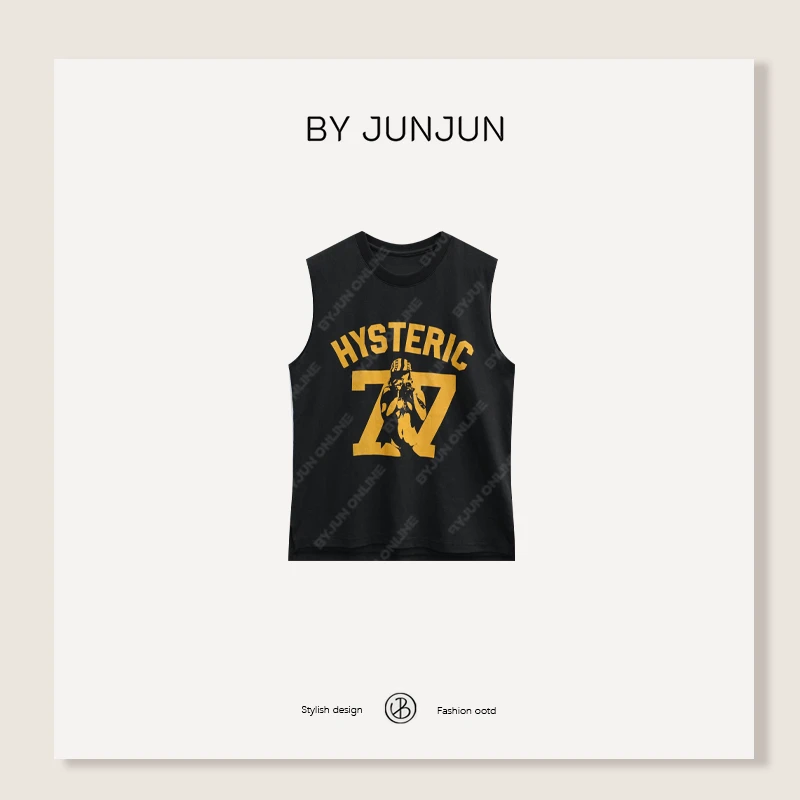 ByJunjun【福冈背心】日系字母棉麻背心通勤宽松无袖