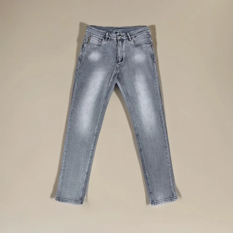 2025春季薄款欧版时尚休闲百搭显瘦弹力修身小直筒小脚男士牛仔裤