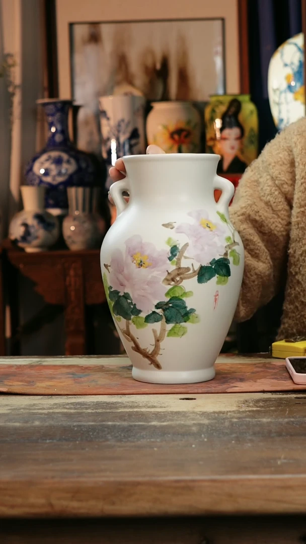 【闪购商品】瓷片景德镇纯手工釉下彩精品花瓶