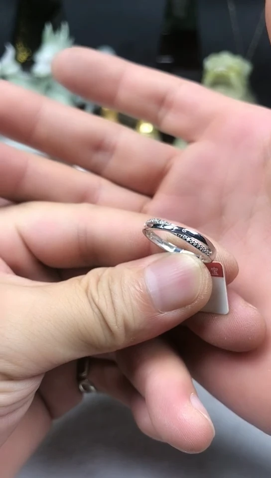 戒指天然锆石银S925镶嵌戒指