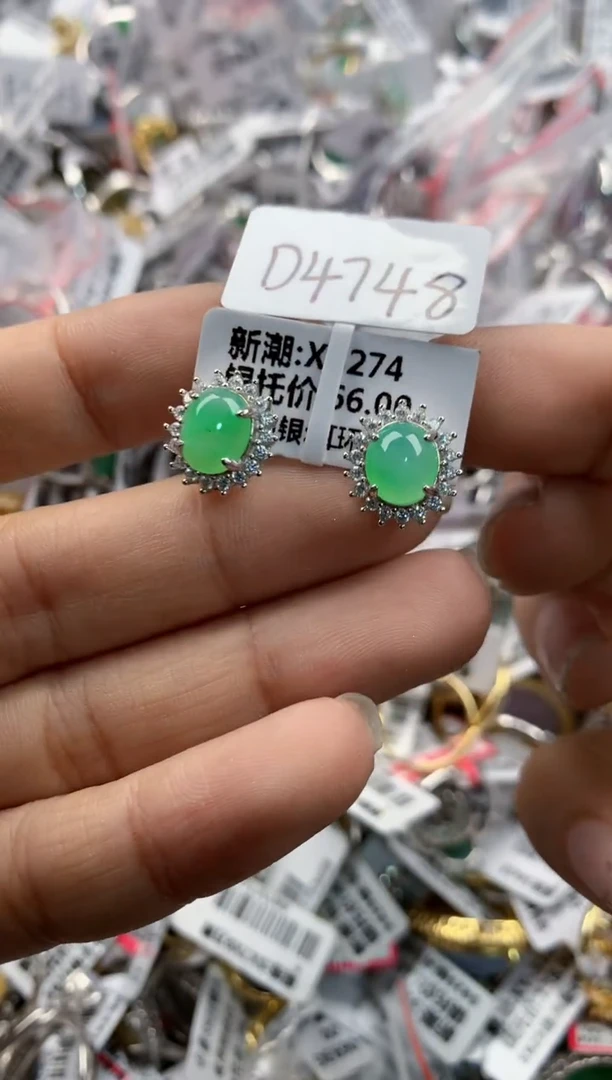 银S925镶嵌戒指翡翠141414---5
