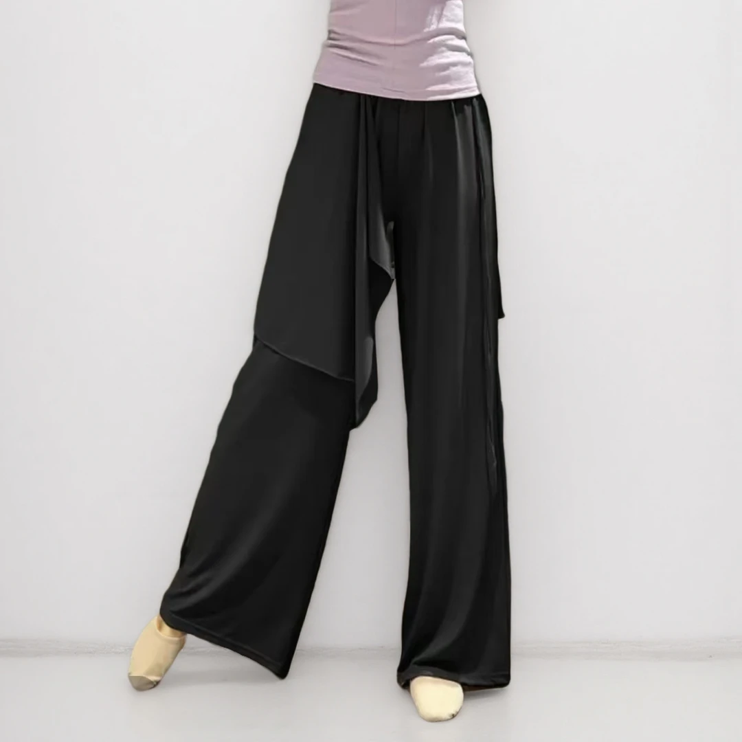 23063现代舞练功瑜伽裤女宽松直筒裤古典飘带舞蹈爵士艺考长裤