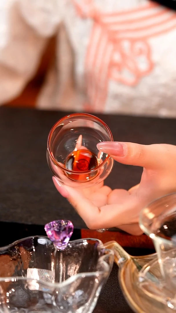 暗香疏影/圆融杯/手工彩璃窨底/琥珀