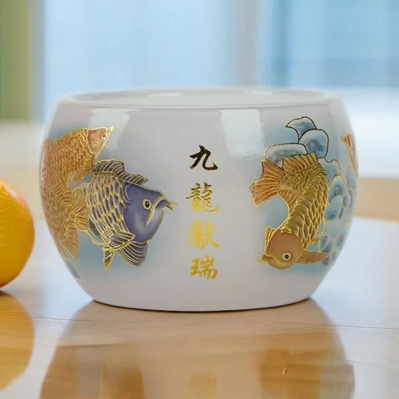 【九龙献瑞琉璃客杯.白色】高端琉璃手工主人杯品茗杯茶杯茶具