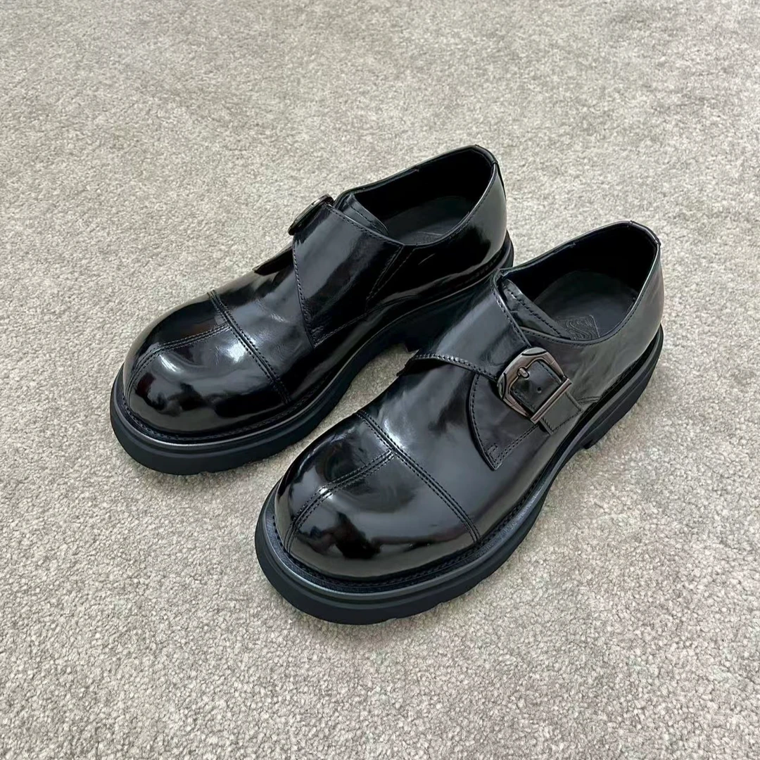 秋季时尚百搭高品质圆头一脚蹬男士商务休闲皮鞋