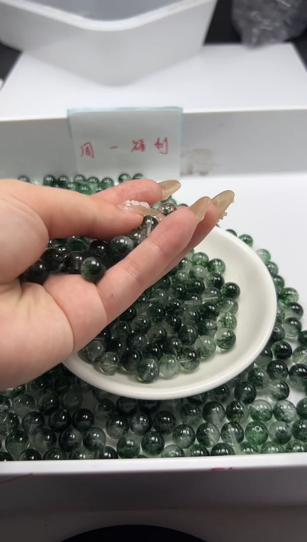 颈饰未镶嵌水晶w138绿幽灵8mm*10颗烤色