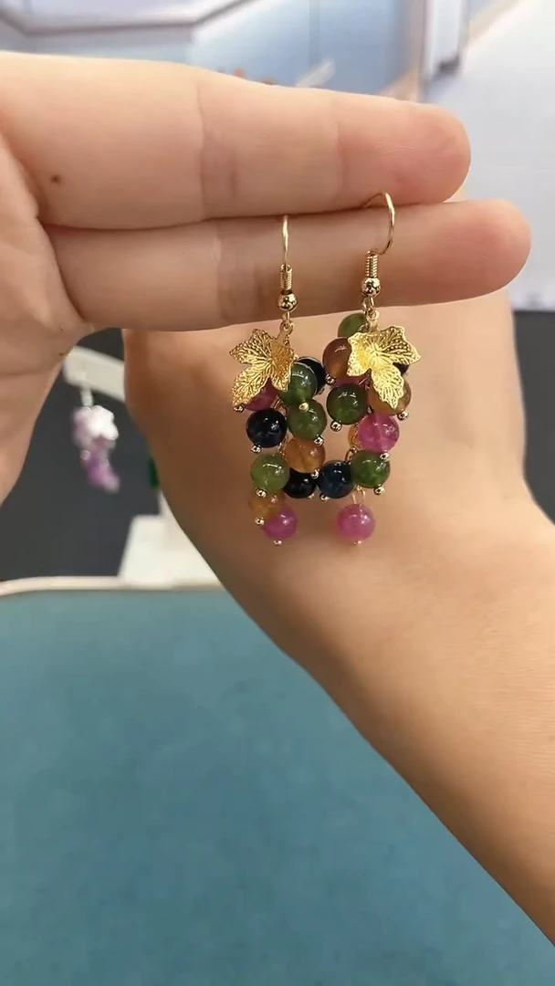 未镶嵌耳饰碧玺6mm葡萄*碧玺