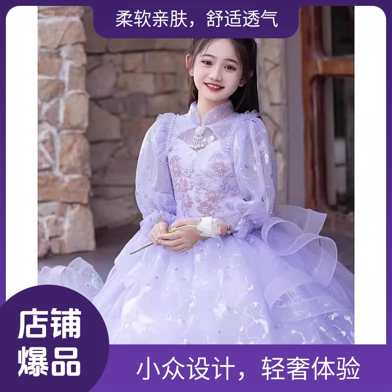 小孩礼服小众主持人六一钢琴演出服女童礼服高端大气6-儿童仙女服