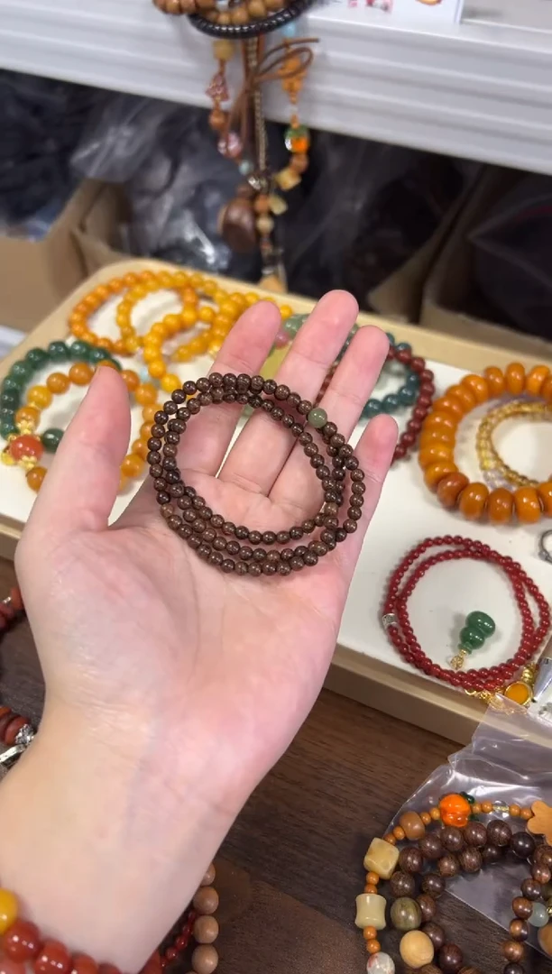 未镶嵌苏木（金丝檀）手串金丝檀木和田玉款多圈[0969]