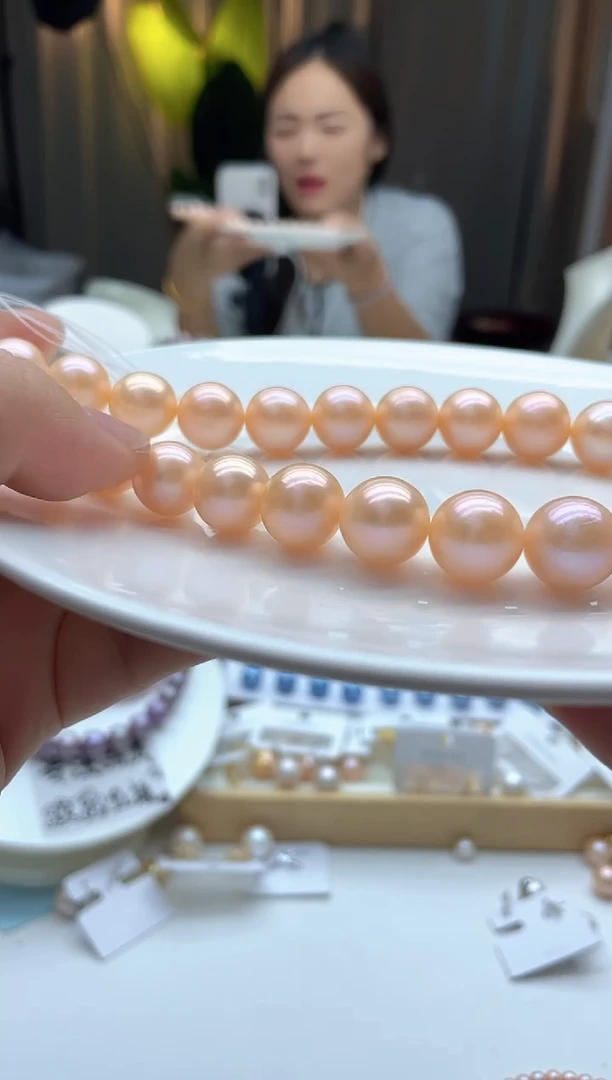项链未镶嵌淡水珍珠2900  12-14mm+中国红全珠项链（多样性发一）