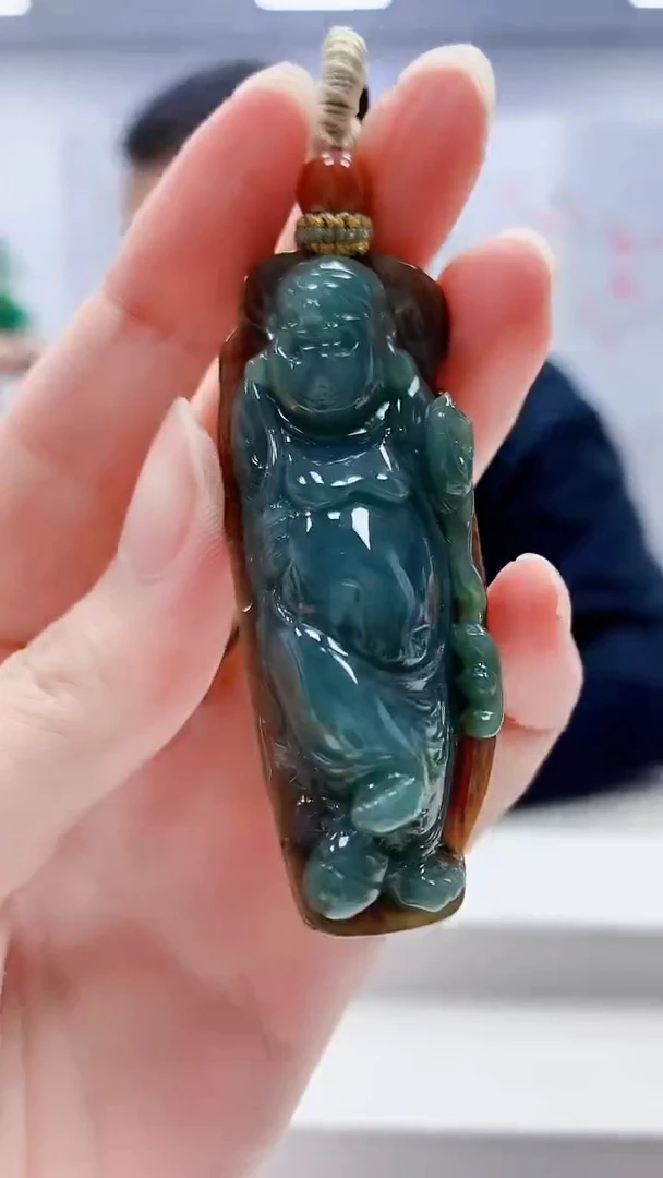 定制翡翠未镶嵌4898zm-毛货挂件佛公47