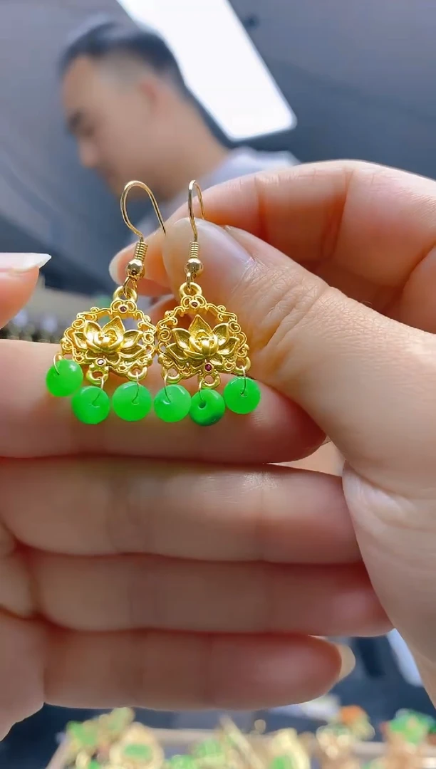 翡翠合金耳饰0236翡翠耳钩