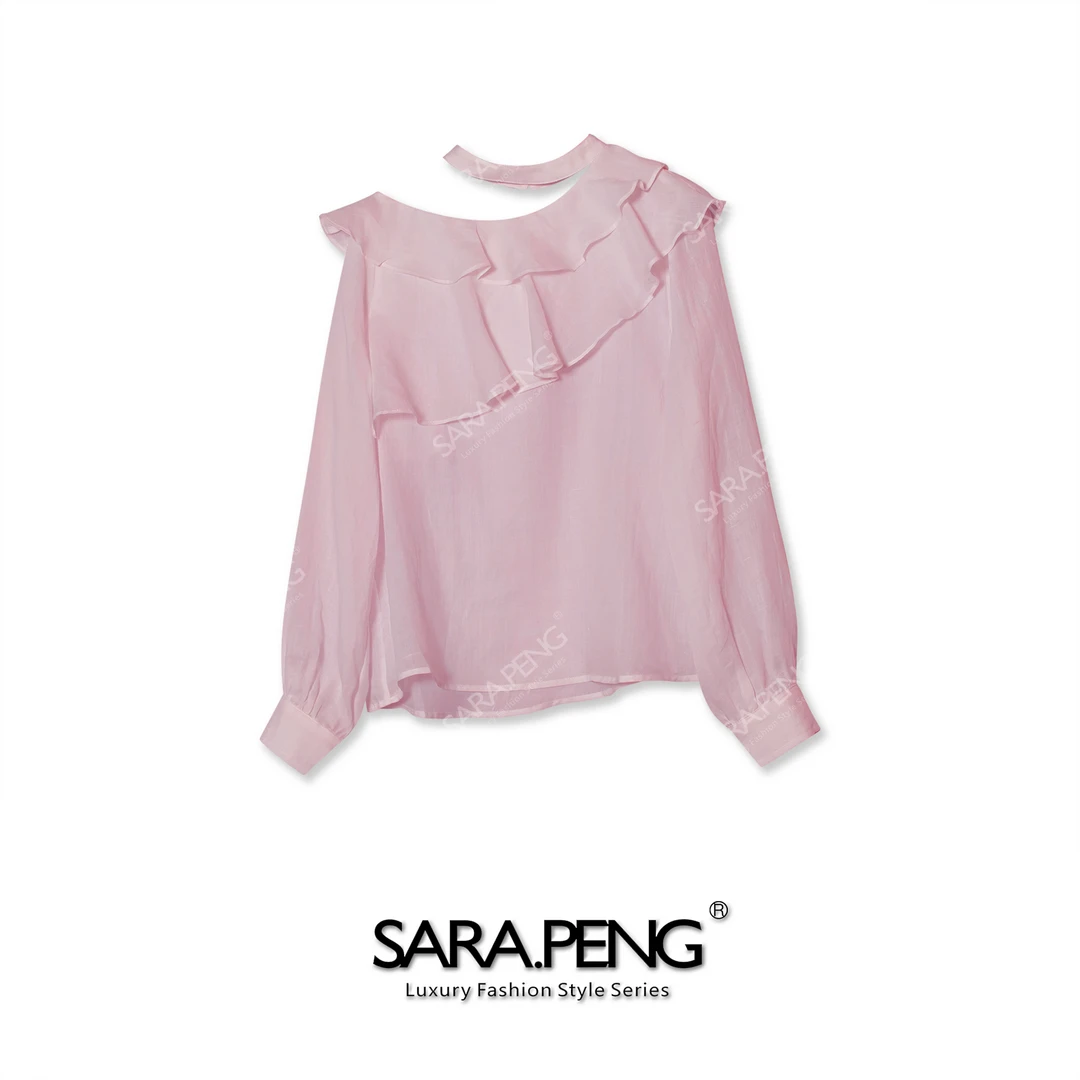 S.P玉骨冰肌｜新款重工麻荷叶边上衣｜挂脖显瘦｜通勤百搭｜体闲款