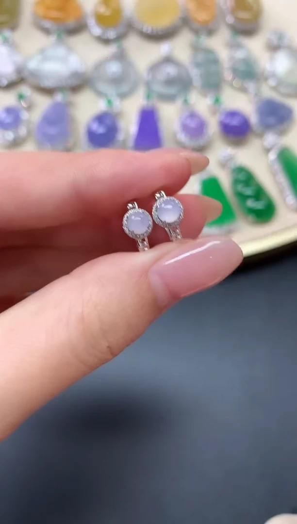 翡翠18K金镶嵌耳饰Z323|2980