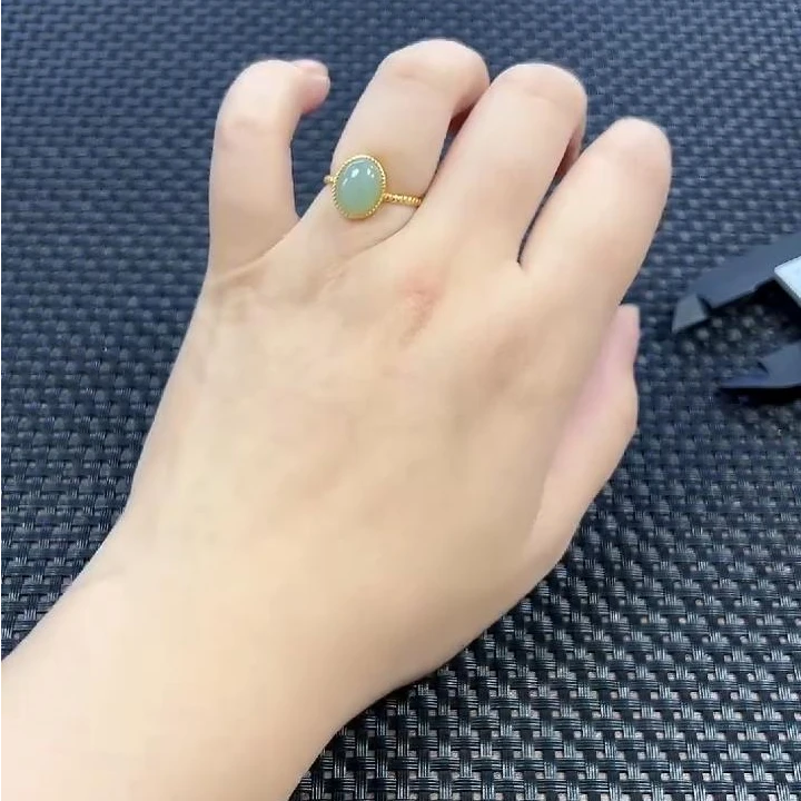 【老郑家】925银镶和田玉戒指 487 (多样性发一件)约9*7*4mm