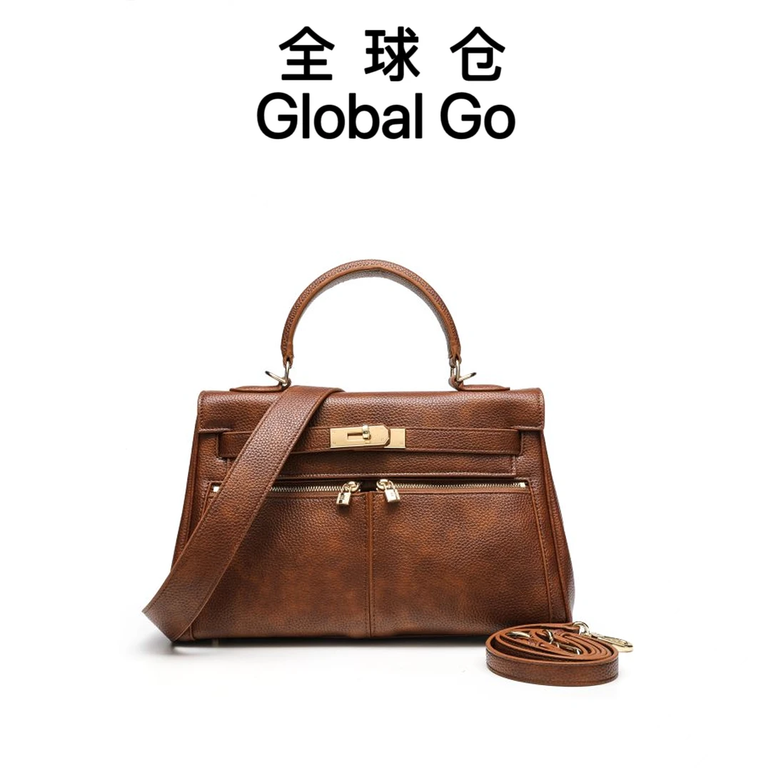 【全球仓Global Go】时尚轻奢双口袋凯利包CK25737K棕色