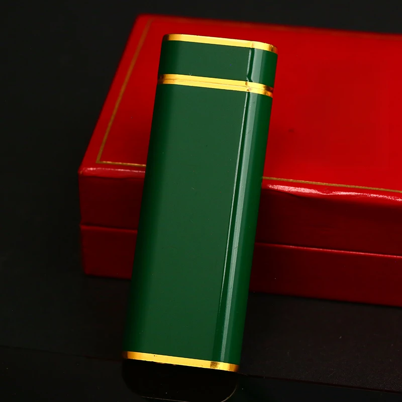 充气打火机绿色漆面长款圆柱时尚送礼收藏男士送父亲送男友高档