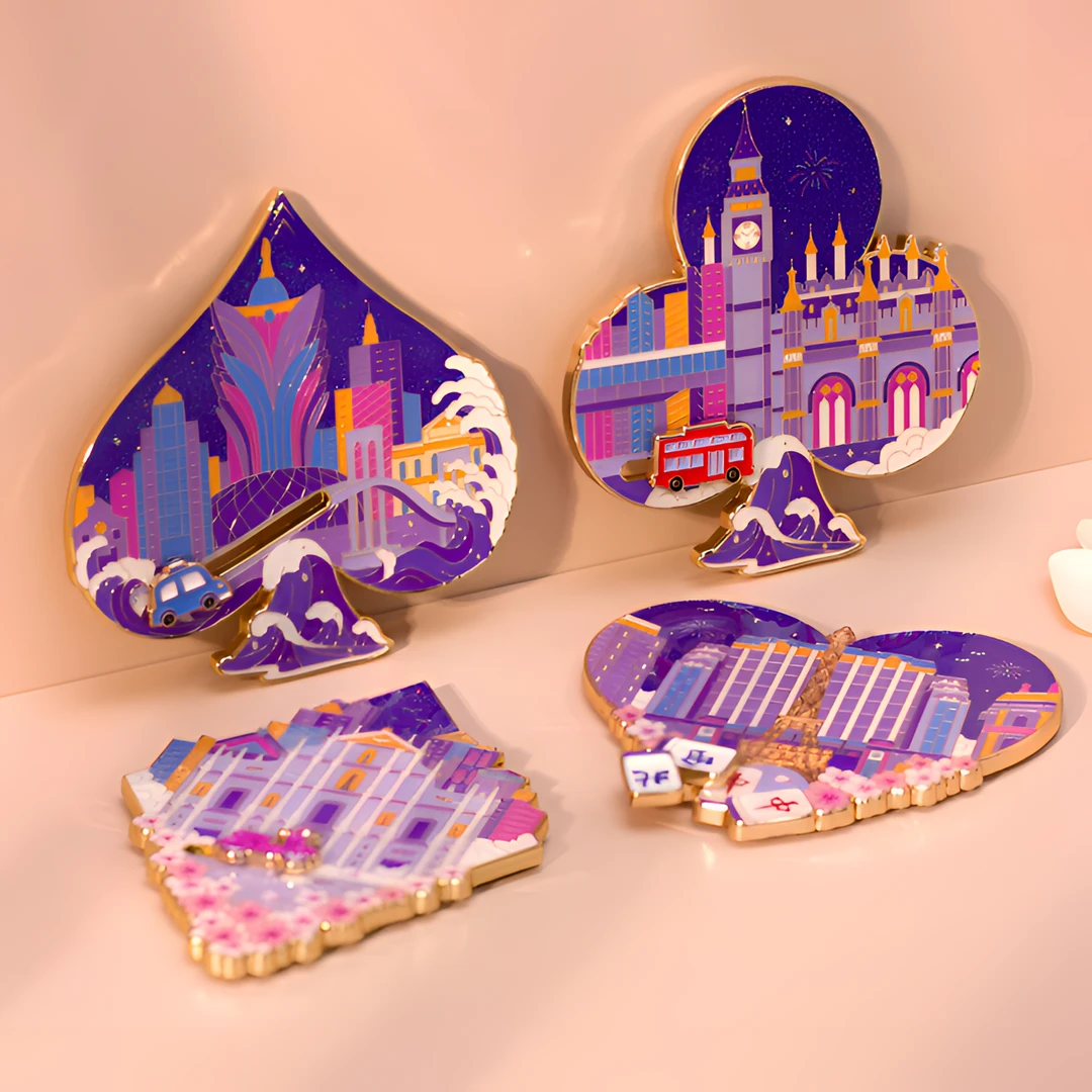 新款澳门卡牌系列文创冰箱贴金属磁吸创意礼物收藏纪念