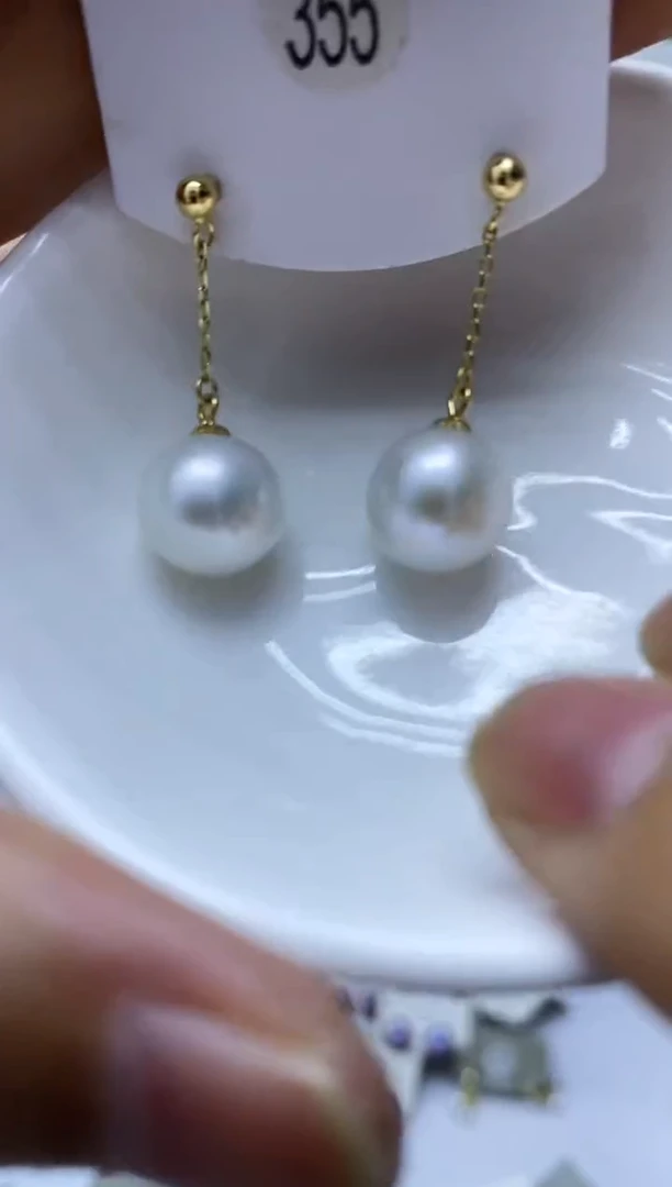 银S925镶嵌淡水珍珠耳饰355