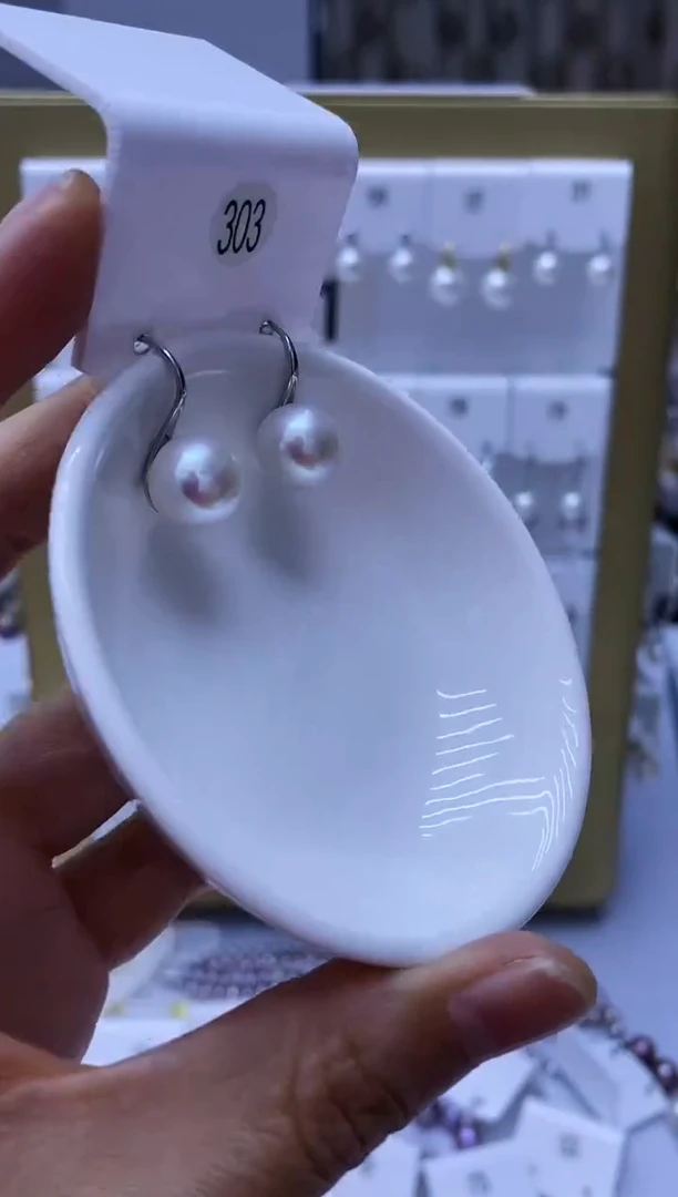 银S925镶嵌耳饰淡水珍珠303