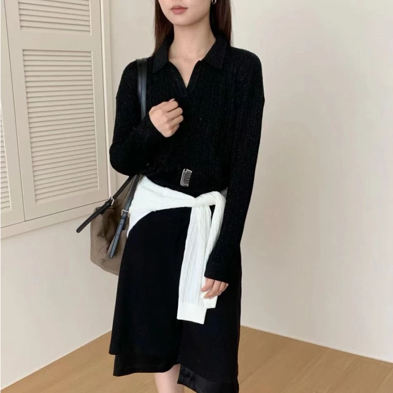 【素简.690177】秋冬新款羊毛金银丝Polo姣花设计感女装上新针织衫