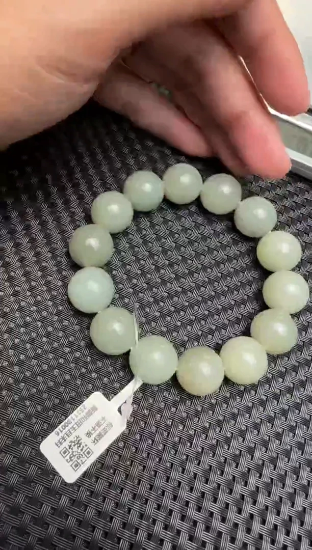 未镶嵌手串和田玉近矿青白玉手串卡16  有裂