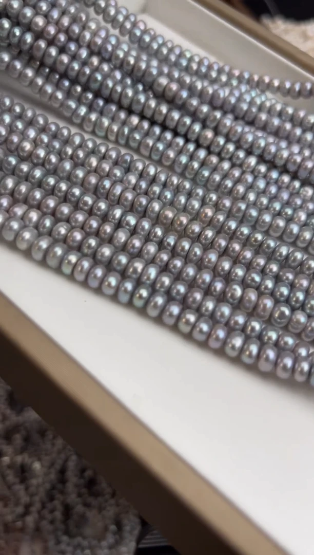 未镶嵌福利淡水珍珠无核*强光珍珠项链（灰色6mm）多样性发一