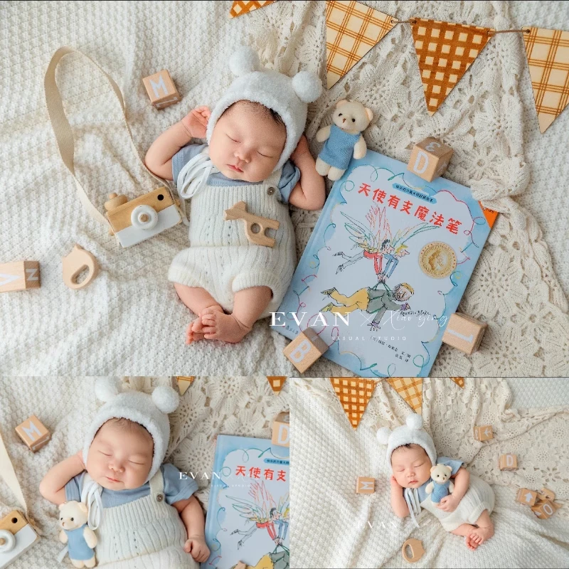 新生儿奶油风摄影道具衣服婴儿宝宝照满月照月子照影楼拍摄服装