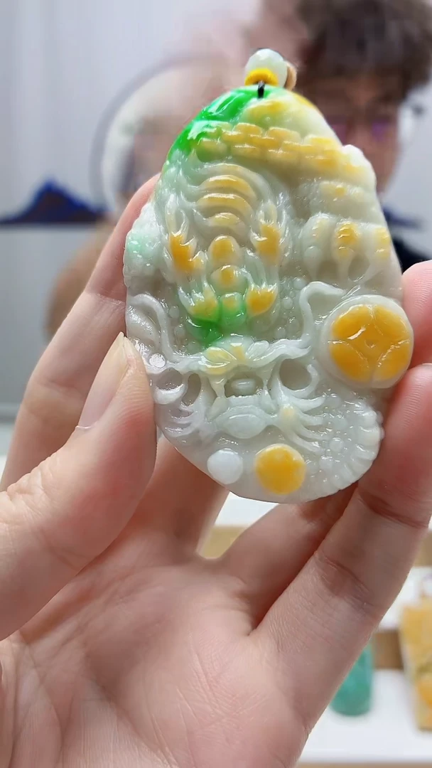 未镶嵌定制翡翠4688zm-毛货挂件龙牌17