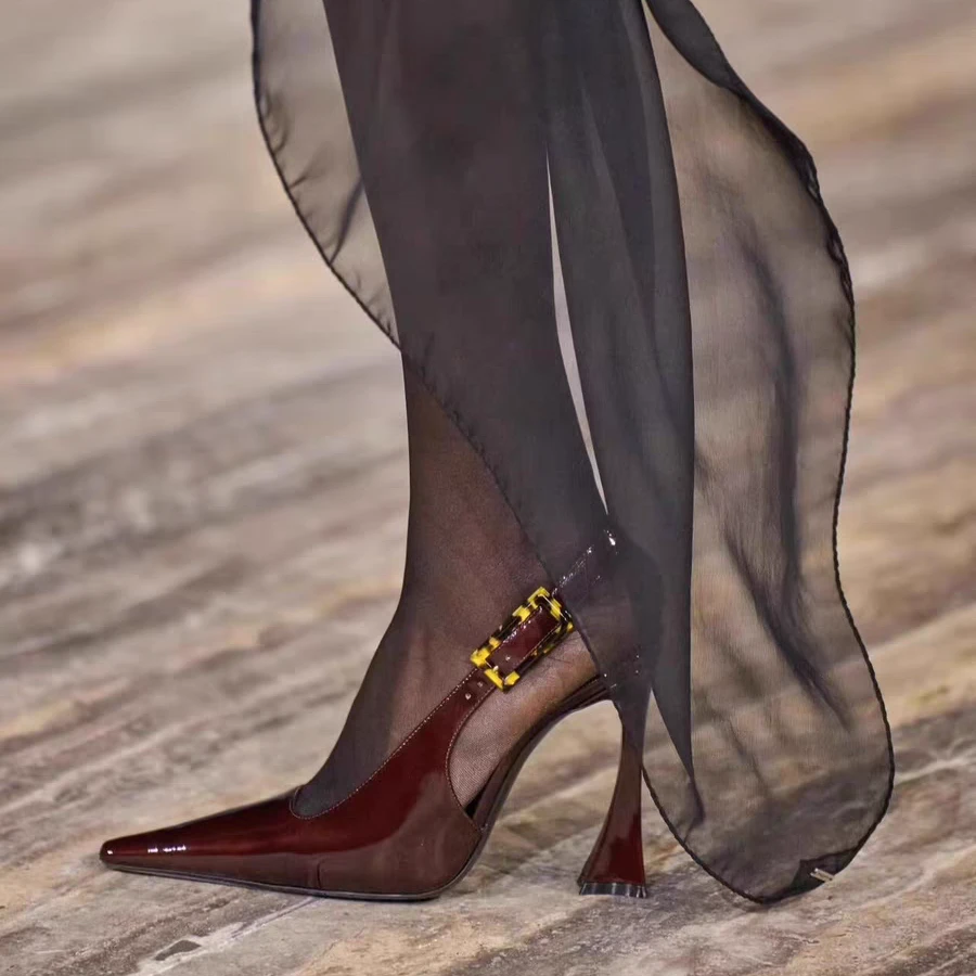 2025春季新款黑色方头性感细跟女士高跟鞋走秀款气质时尚