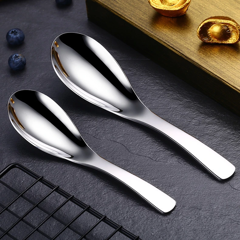 短柄勺子中式304不锈钢勺子家用不锈钢汤勺加厚调羹吃饭勺子汤匙