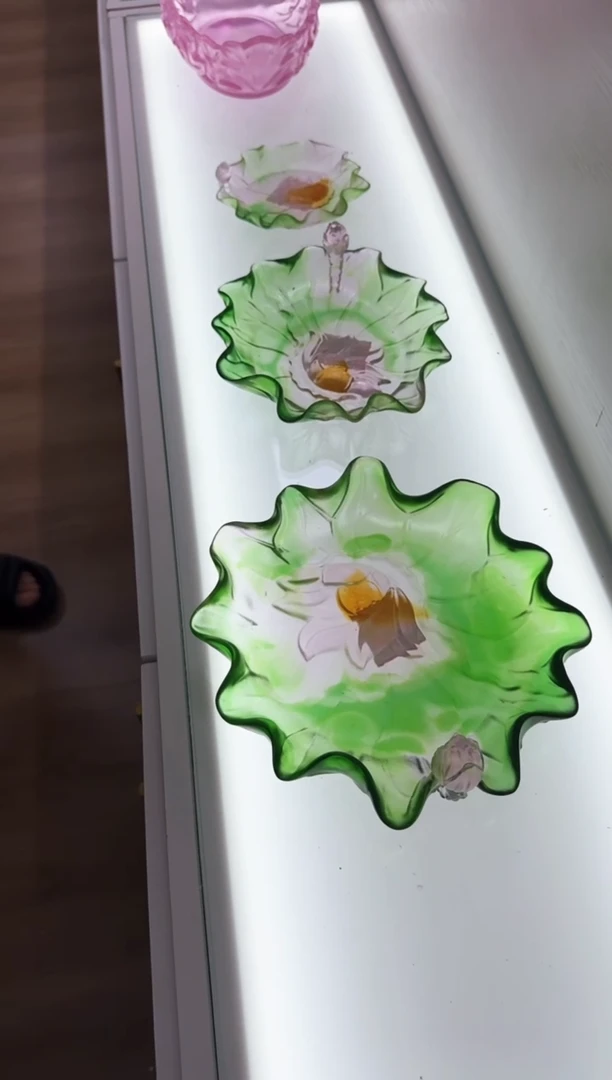 手工艺品琉璃古法琉璃荷花果蝶
