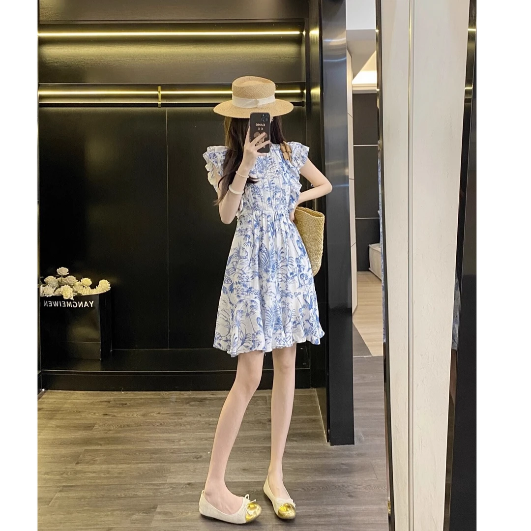 Leathercat超好看连衣裙女2025新款夏装小个子今年流行爆款碎花裙
