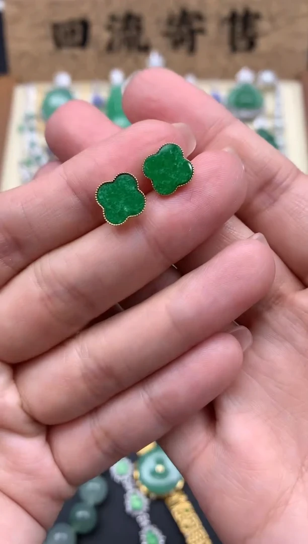 【闪购商品】翡翠耳饰18K金镶嵌39-中国好珍宝