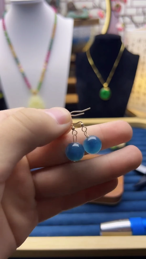 【闪购商品】翡翠耳饰14K金镶嵌E359