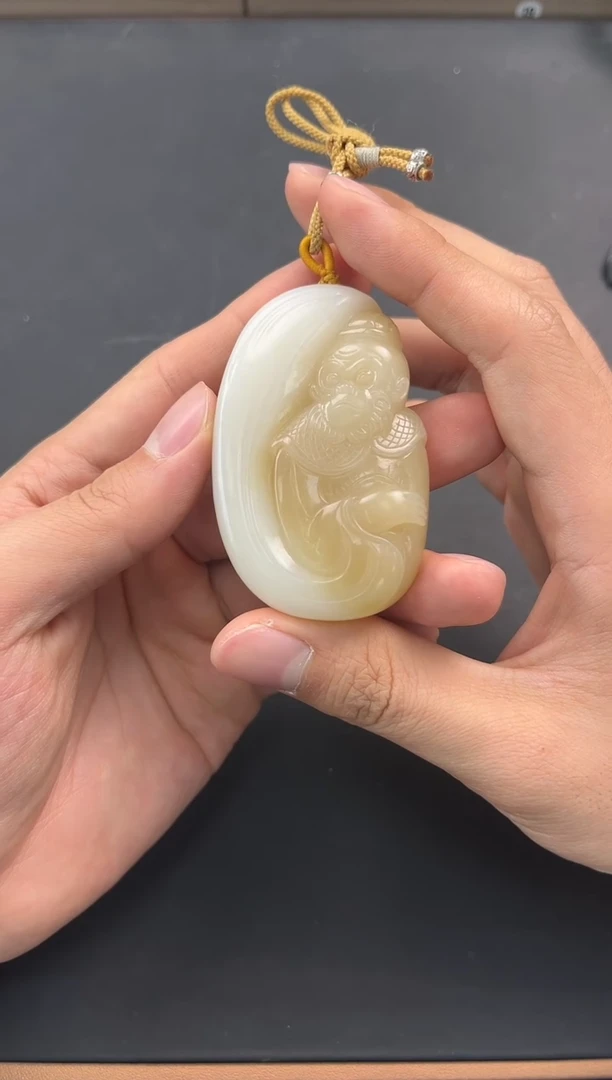 未镶嵌手串和田玉俄糖白手把件微色差