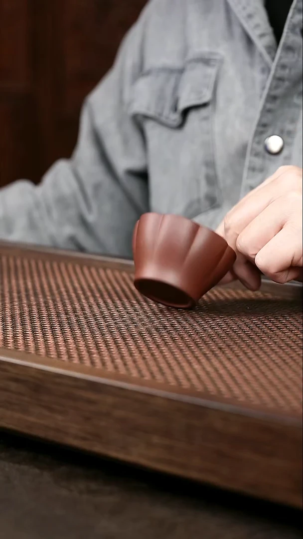 茶杯紫砂底槽清葵花杯