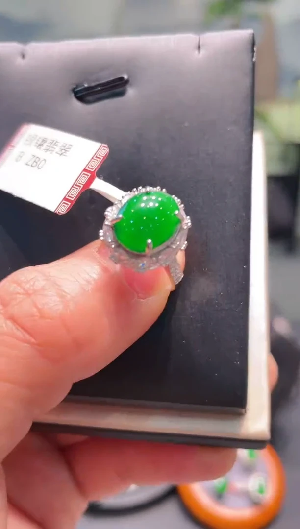 【闪购商品】翡翠戒指银S925镶嵌Z24天然A货翡翠