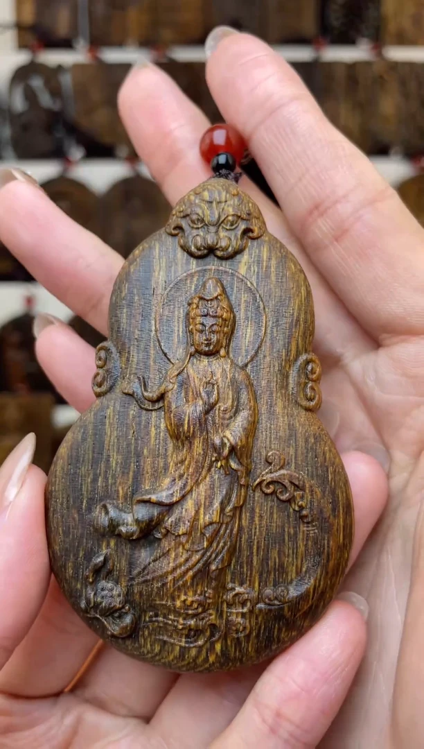 木木雕款芽庄 葫芦观音8cm送养香瓶