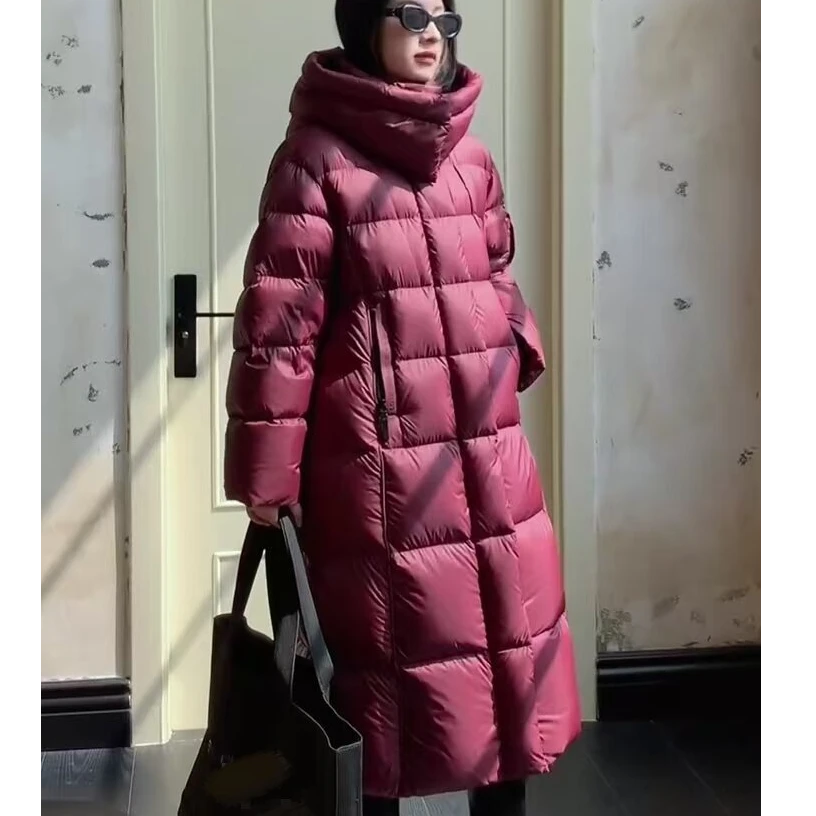 069中长款过膝连帽女2024年冬季新款时尚保暖气质外套