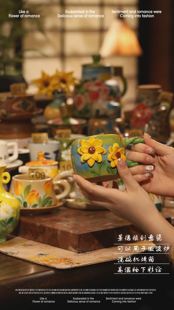 陶瓷景德镇高温手绘釉下彩设计师款式