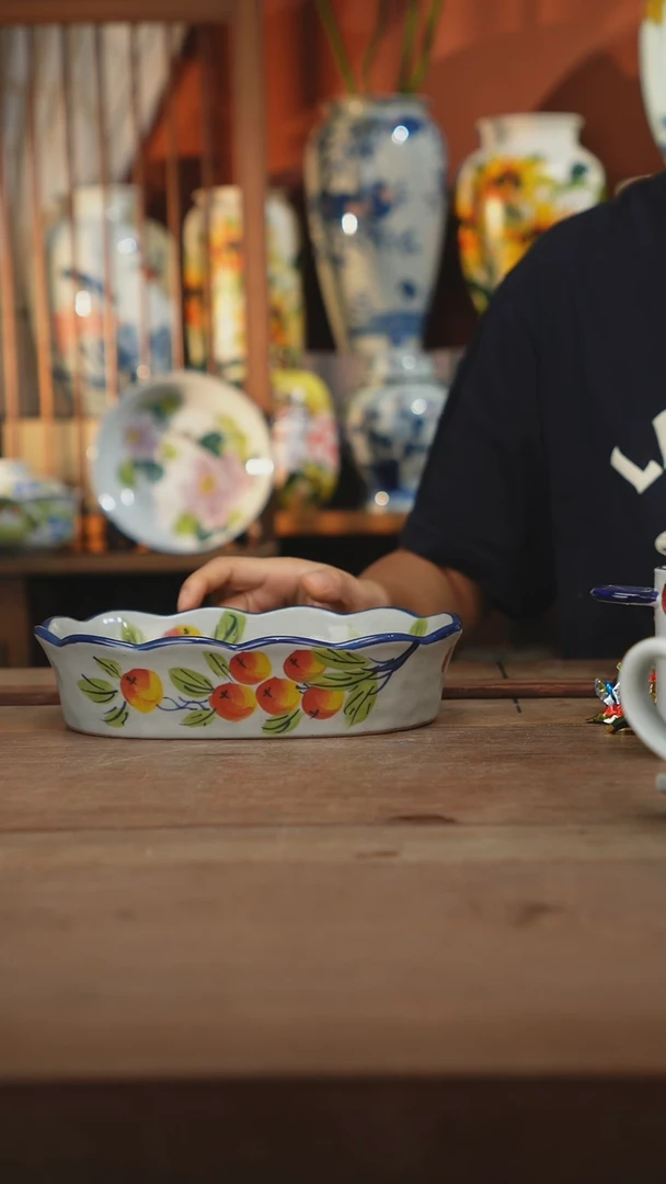 瓷片【简家甄选】景德镇设计师釉下手绘陶瓷餐具