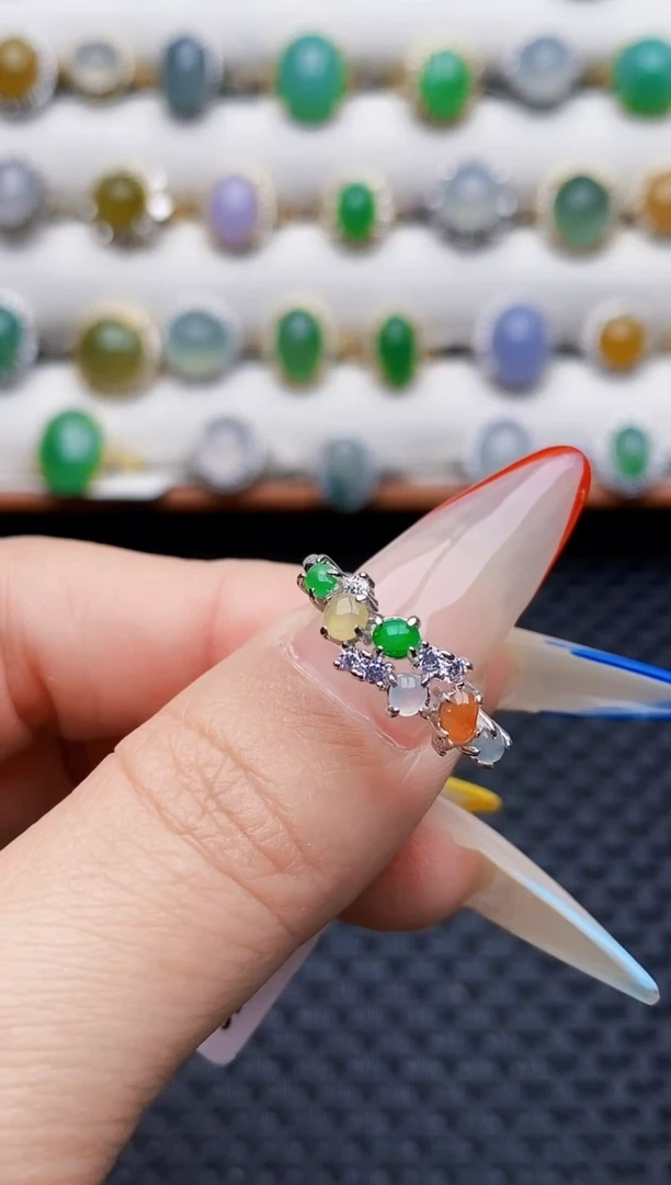 银S925镶嵌戒指翡翠1030