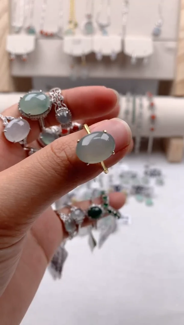 翡翠戒指银S925镶嵌3号